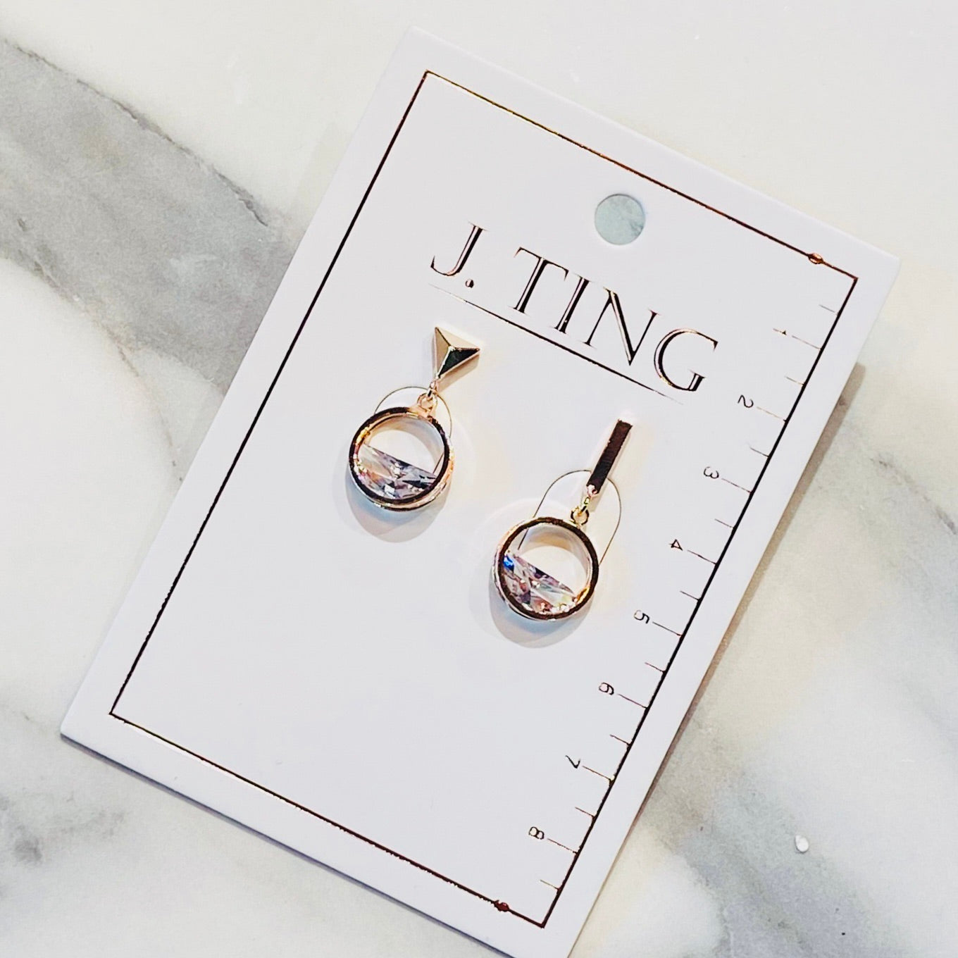 Rose Gold Asymetrical Circular Earrings