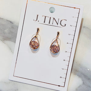 Rose Gold Tear Drop Diamond Earrings