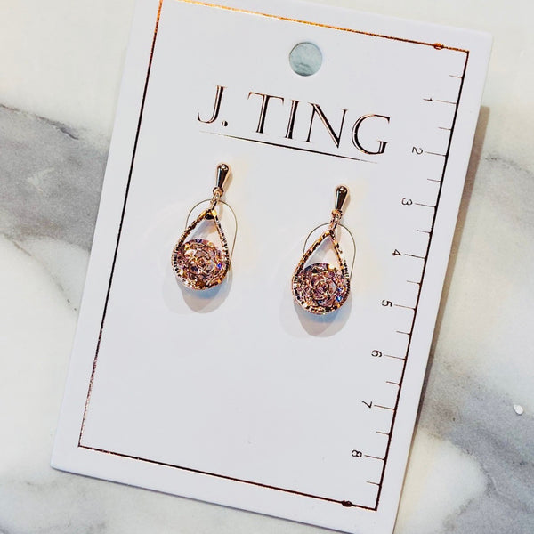 Rose Gold Tear Drop Diamond Earrings