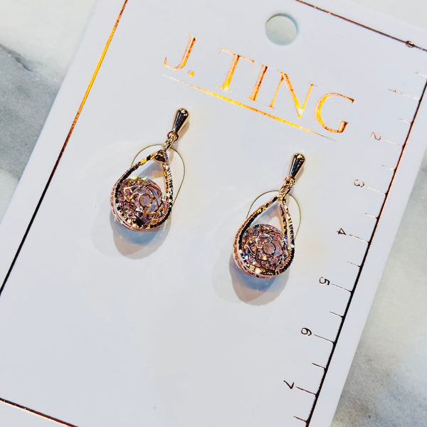 Rose Gold Tear Drop Diamond Earrings