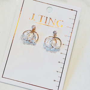 Double Hoop Pearl Cluster Earrings