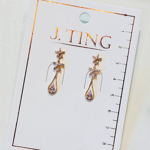 Double Star Dangle Teardrop Earrings