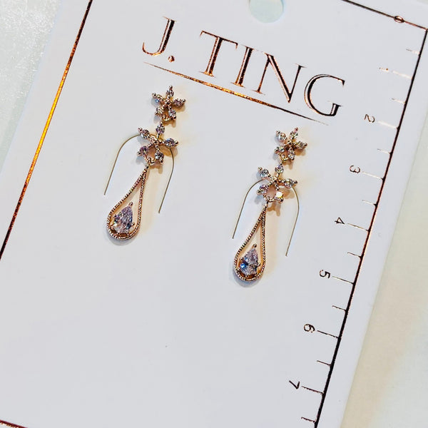 Double Star Dangle Teardrop Earrings