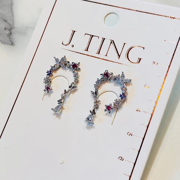 Silver Bedazzled Halo Earrings