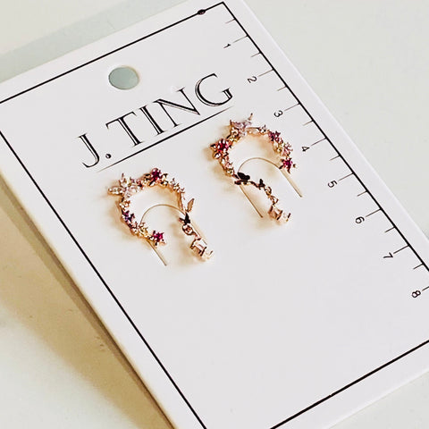 Rose Gold Bedazzled Halo Earrings
