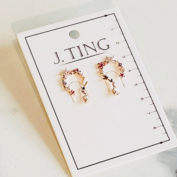 Rose Gold Bedazzled Halo Earrings