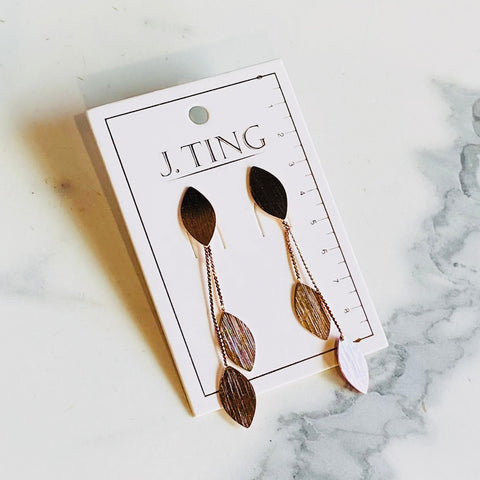 Brass Dangly Leaf Earrings