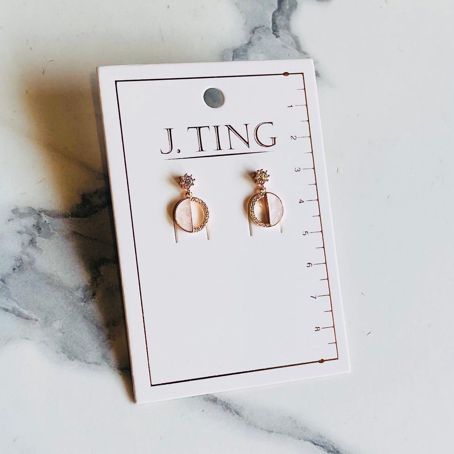 Small Half Pearly White Circle Earrings