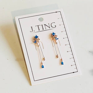 Rose Gold with Blue Accents Dangly Earrings