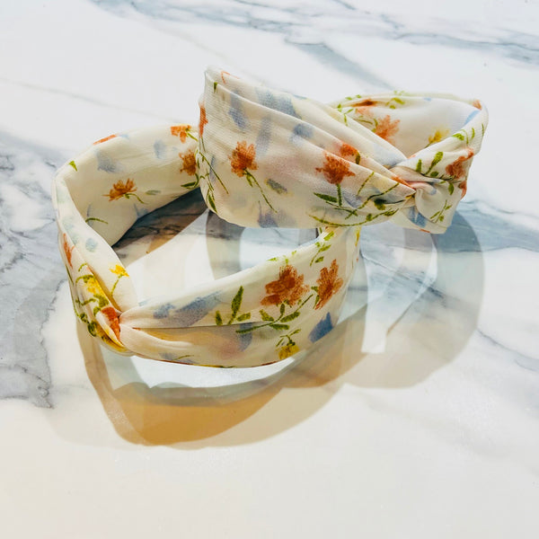 White Soft Floral Headband