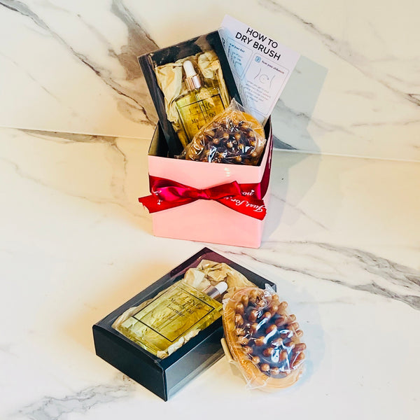 Massage Oil and Dry Body Brush Hamper