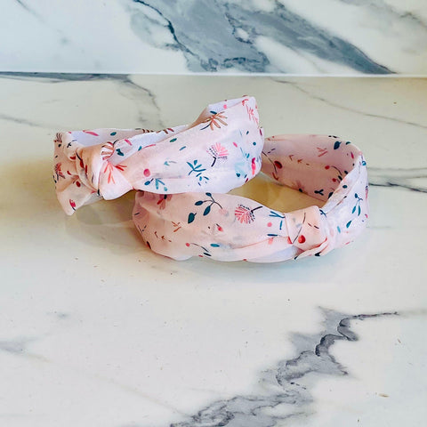 Soft Pink With Leaves Headbands