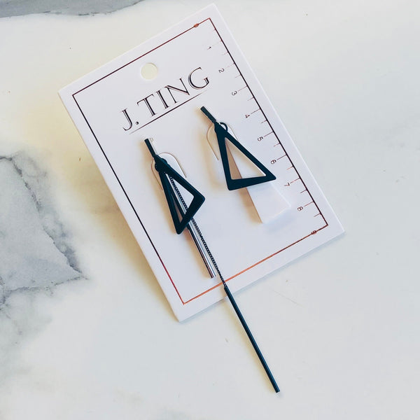 Black and White Triangular Abstract Earrings
