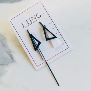 Black and White Triangular Abstract Earrings