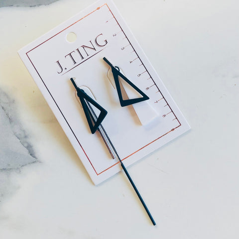 Black and White Triangular Abstract Earrings