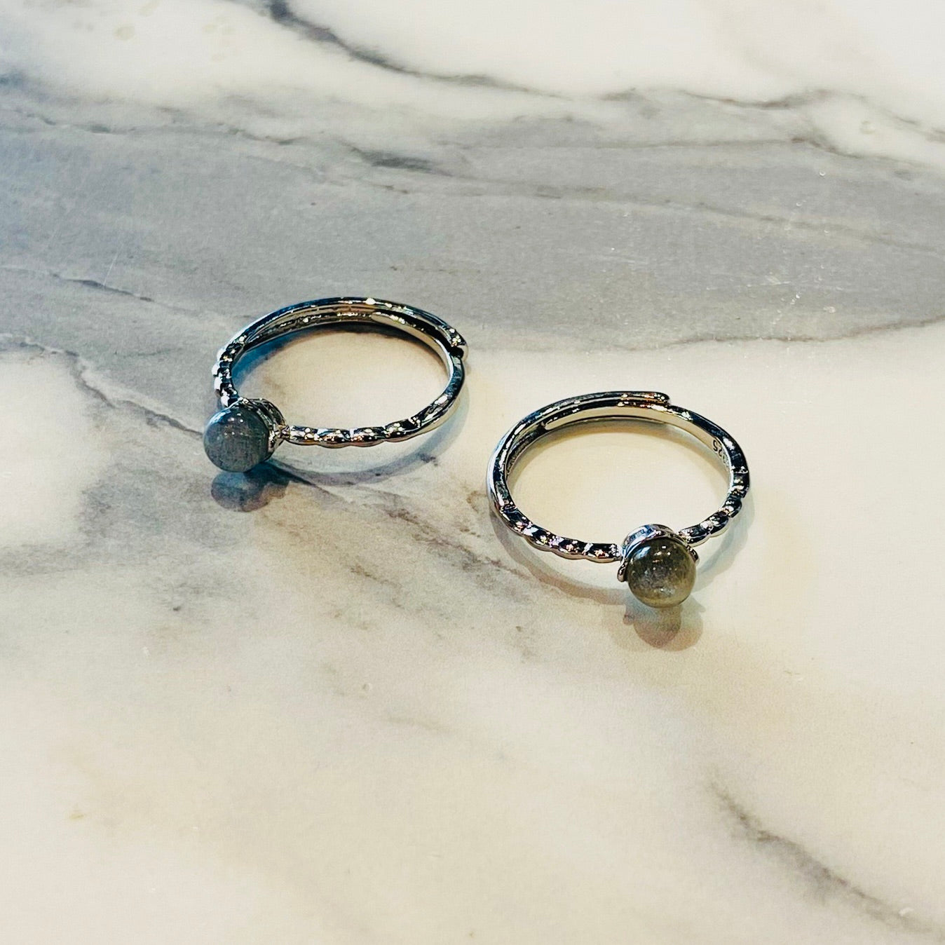 Grey Pearl Silver Ring