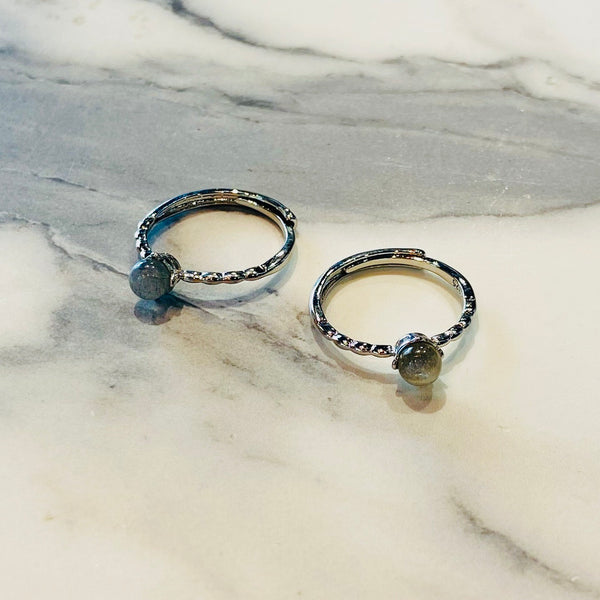 Grey Pearl Silver Ring