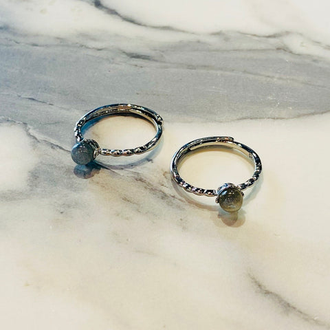 Grey Pearl Silver Ring