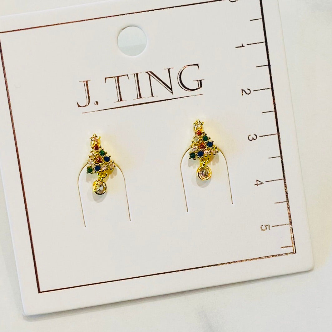Tiny Gold Christmas Tree Earrings