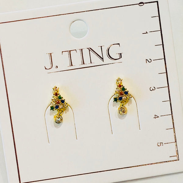 Tiny Gold Christmas Tree Earrings