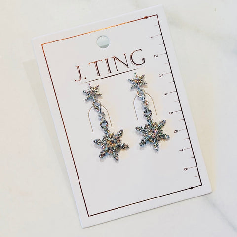 Silver Dangly Snowflake Earrings