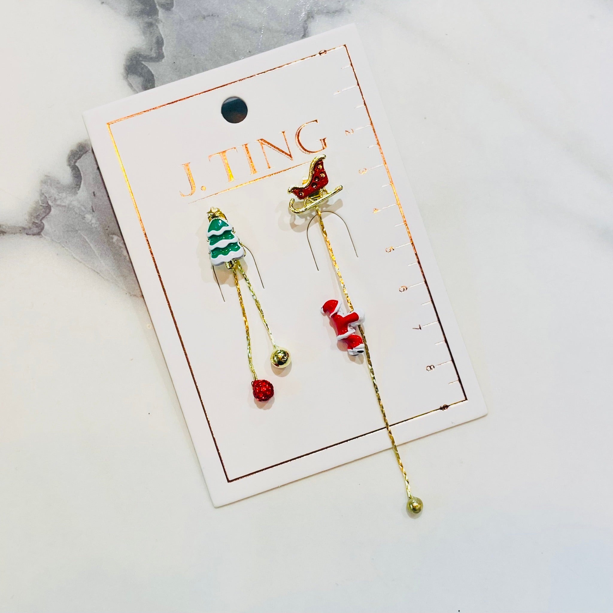 Christmas Sleigh and Christmas Tree Earrings