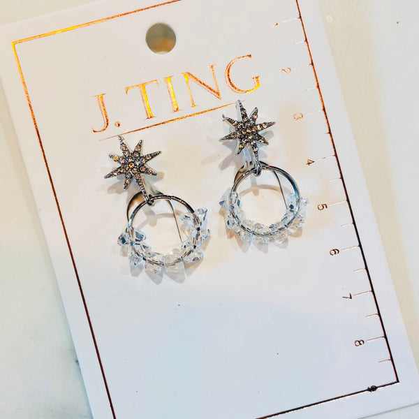 Silver Diamond Clip On Earrings