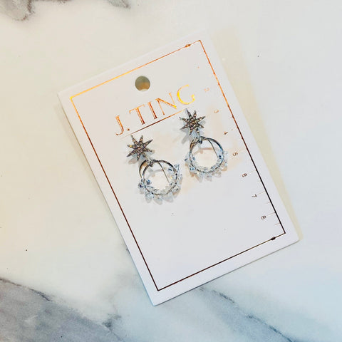 Silver Diamond Clip On Earrings