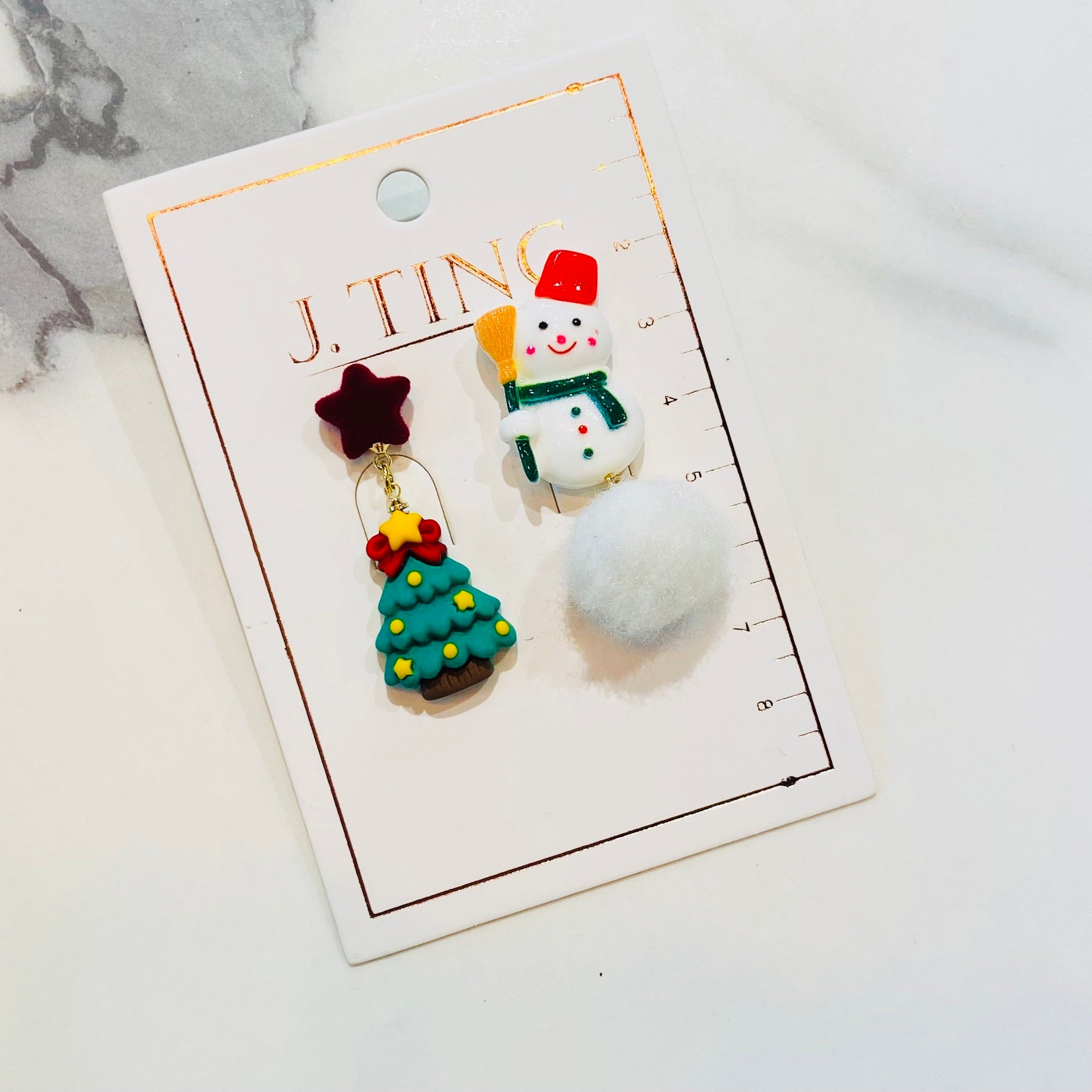 Cute Snowman and Christmas Tree Earrings