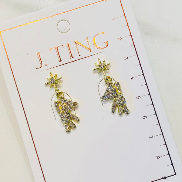 Crystal Teddy Bear Earrings