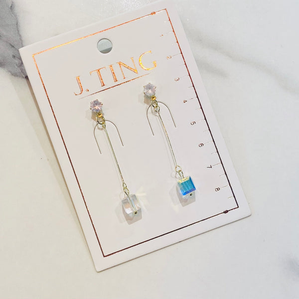 Dangling Iridescent Cube Earrings