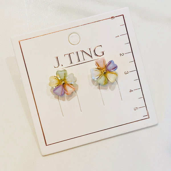 Rainbow Pastel Flower Earrings
