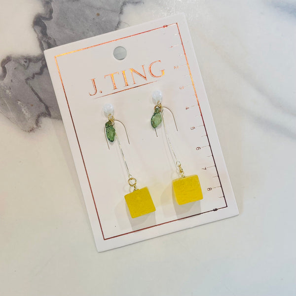 Dangly Square Lemon Earrings