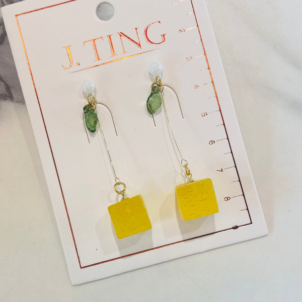 Dangly Square Lemon Earrings