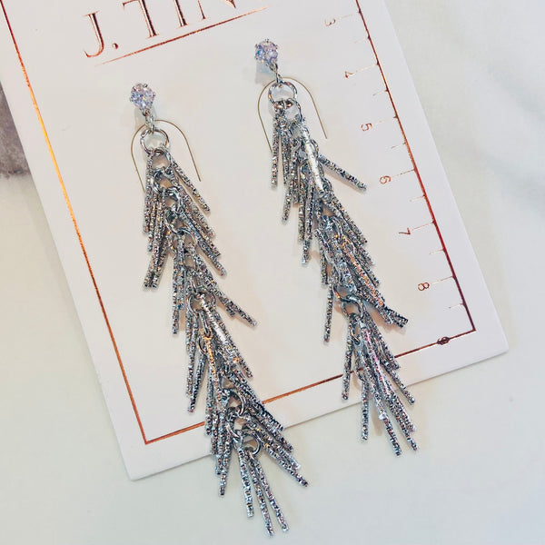 Silver Dangly Tassell Earrings