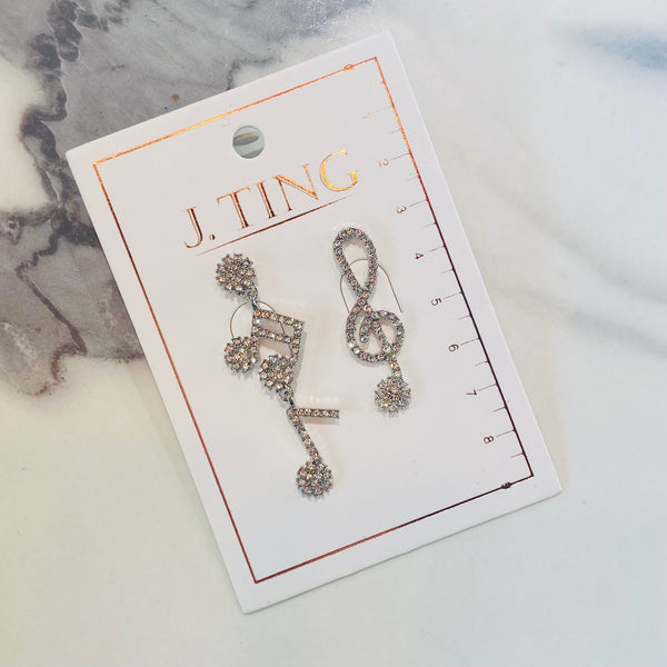 Sparkly Silver Music Note Earrings