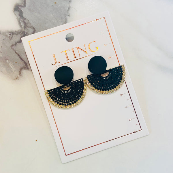 Black and Gold Semicircle Earrings