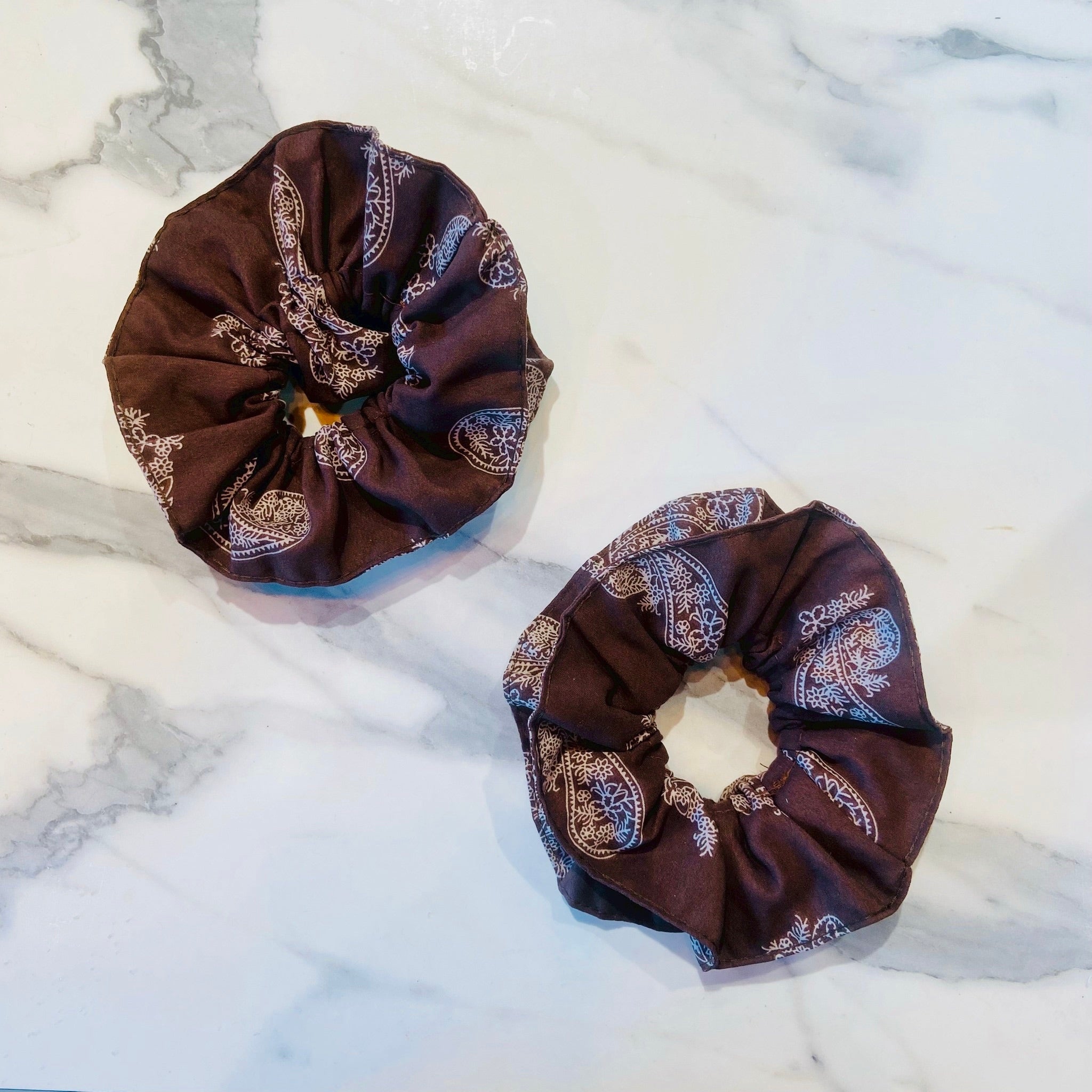 Brown and White Pattern Jumbo Scrunchie