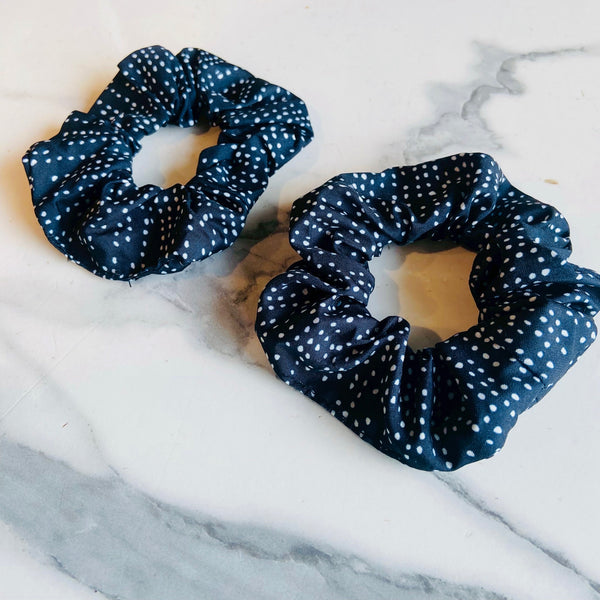 Black and White Polka Dot Scrunchie