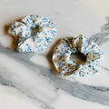 Blue Antique Floral Pattern Scrunchie