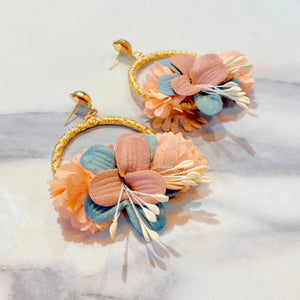 Pink and Blue Flower Earrings