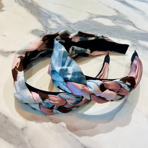 Tie Dye Headband- Pink, Blue and Brown