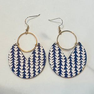 Blue and Gold Patterned Earrings