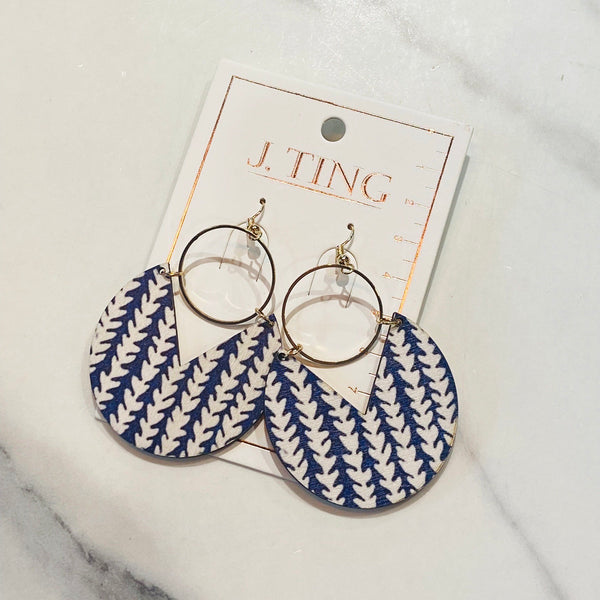 Blue and Gold Patterned Earrings