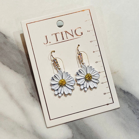 White Daisy Earrings