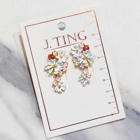 Pink Floral Bunch Earrings