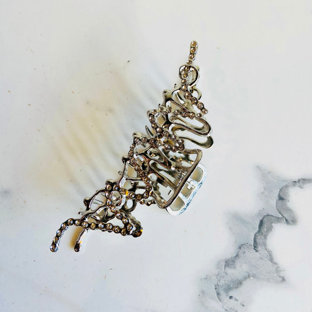Silver Diamante Swirl Hair Claw
