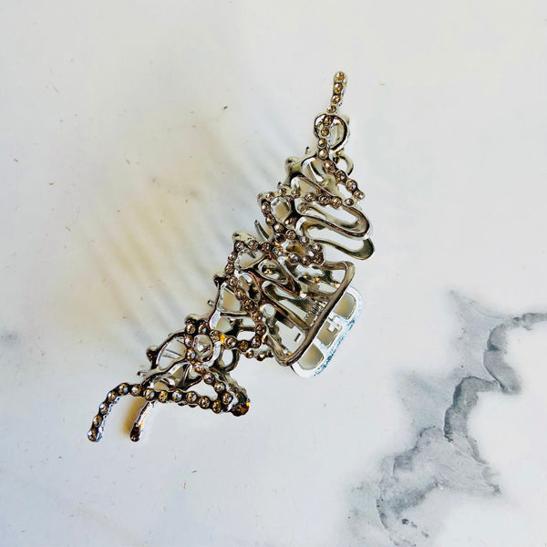 Silver Diamante Swirl Hair Claw