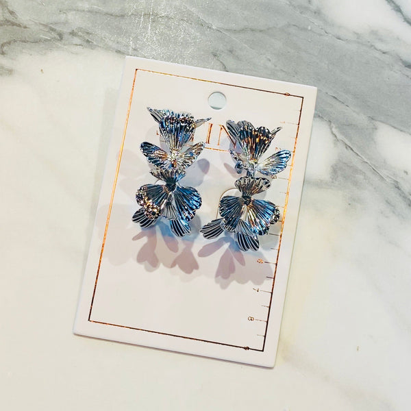 Silver Flower Hoop Earrings