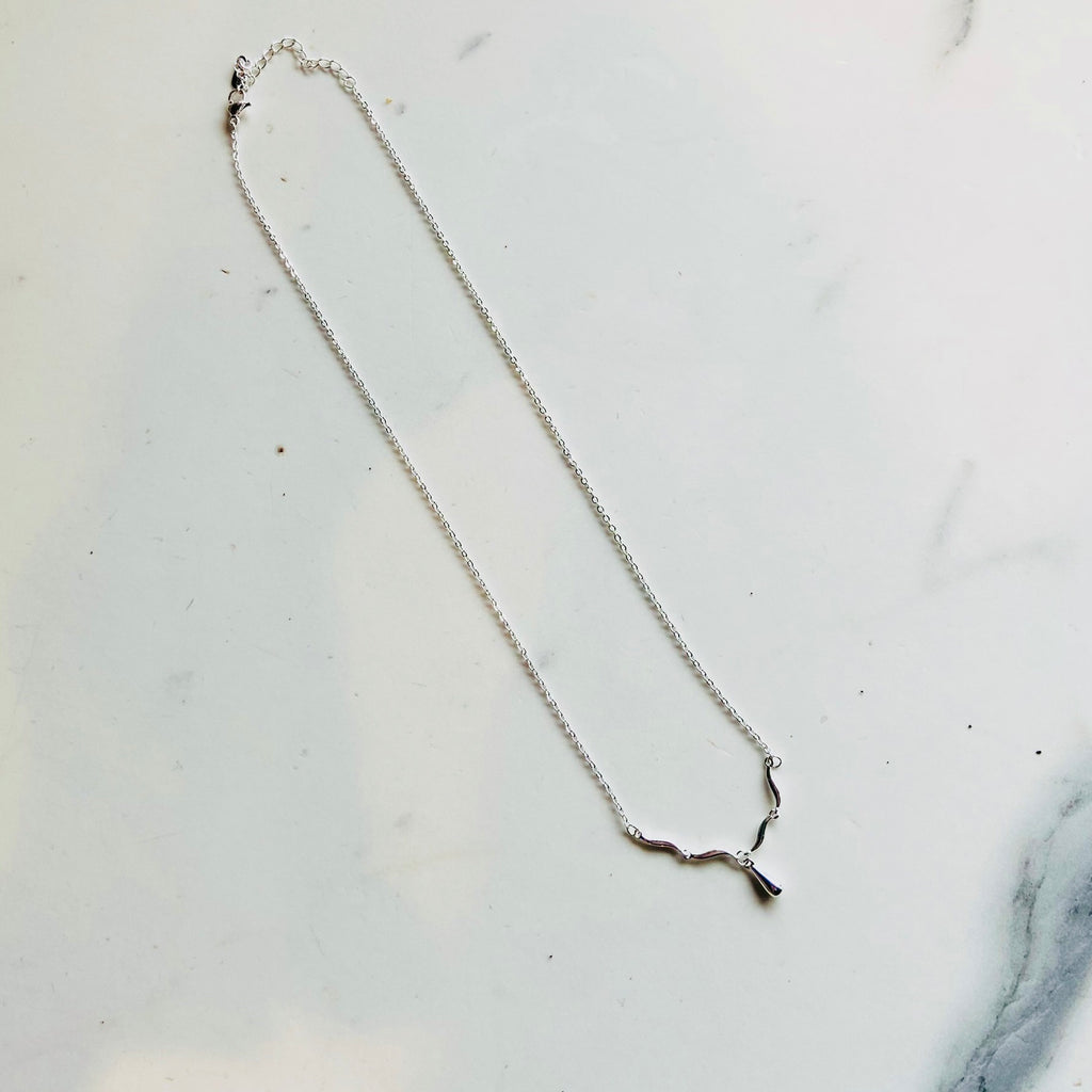 Silver Swirl Drop Necklace
